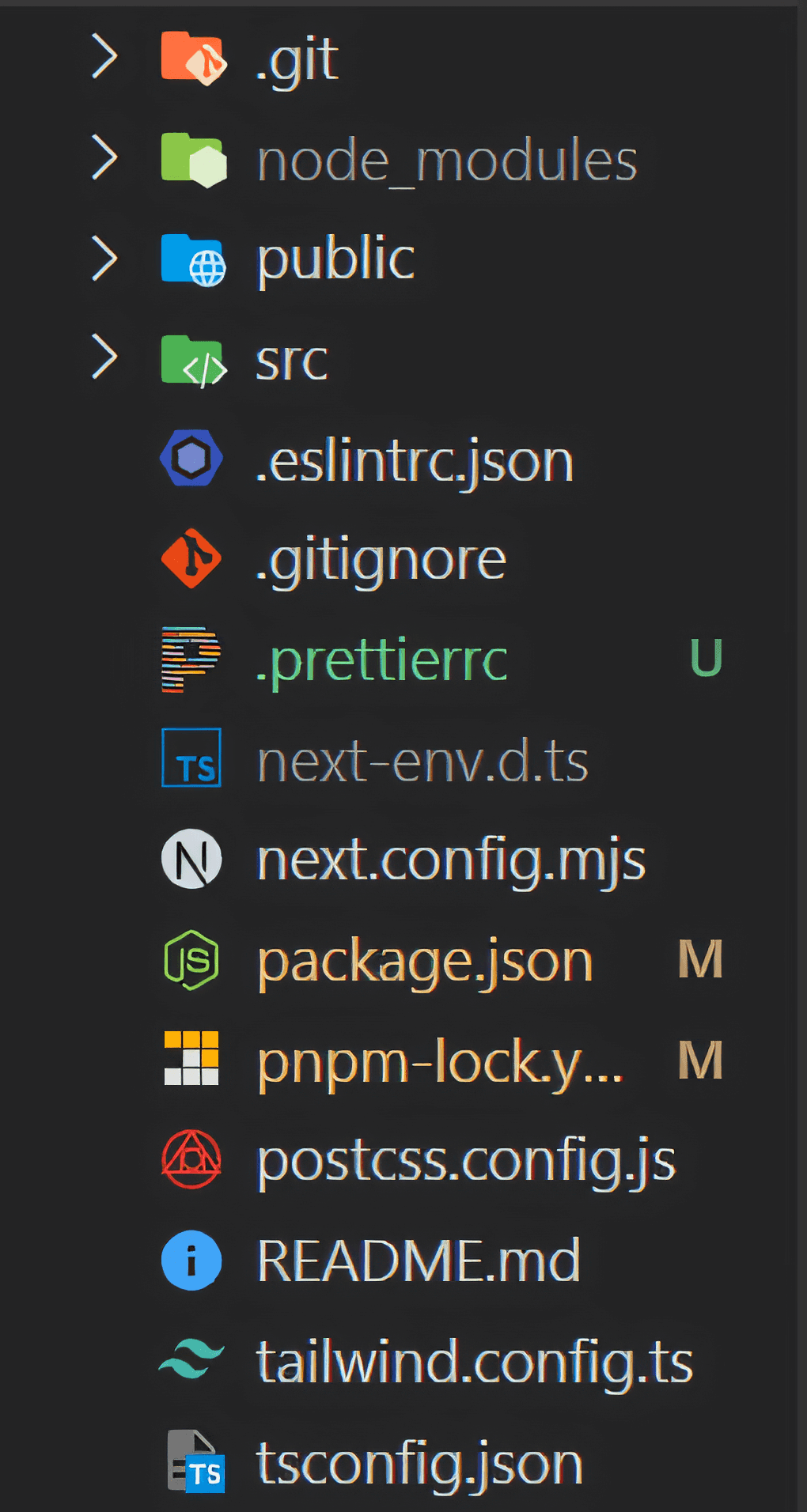 Folder structure of the generated Next.js project & the created .prettierrc file